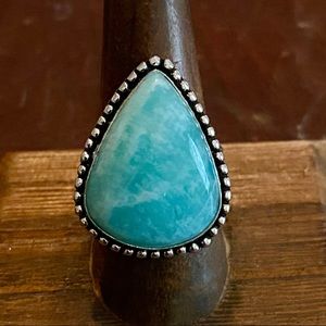 Amazonite Sterling Silver Ring, Size 8.5